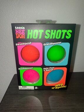 teenie NEE DOH Hot Shots Kids Squish Ball Set - Green, Pink, Orange, Blue